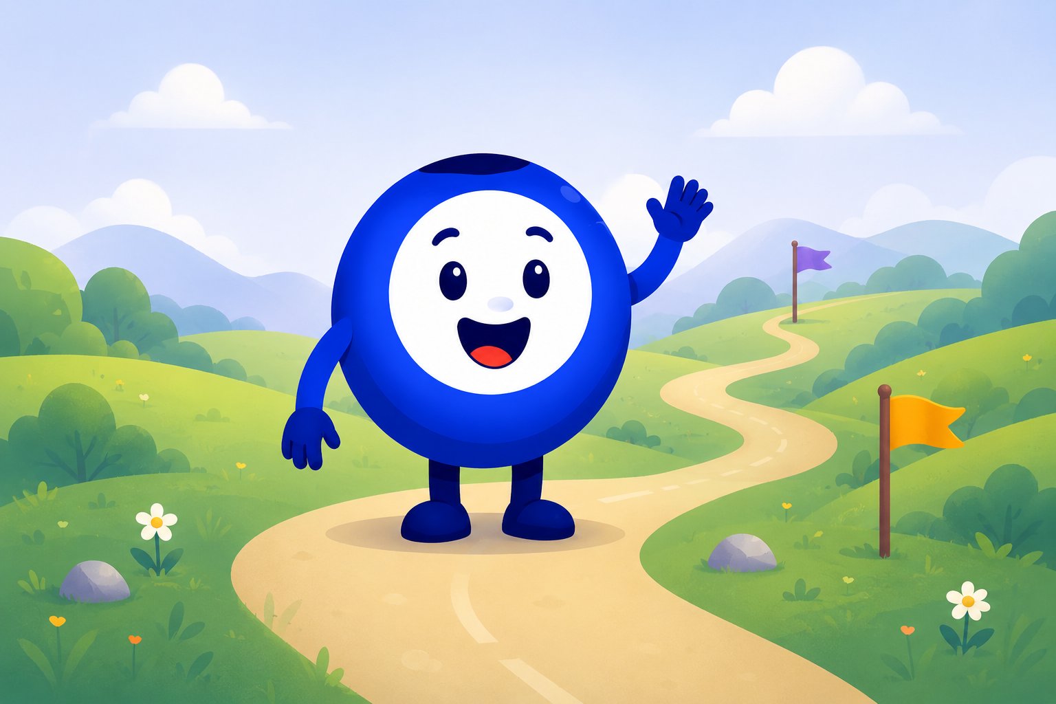 Bridgy the independence guide standing on a path